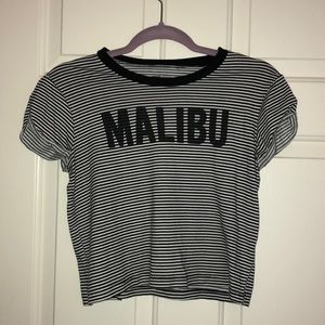 Malibu striped slightly cropped Tee from Pacsun